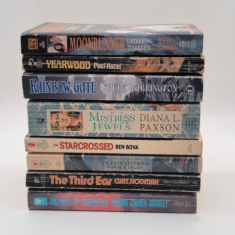 Various Vintage Fantasy & Sci-Fi Paperback Book Lot 8ct Delany Bova Bradley GOOD